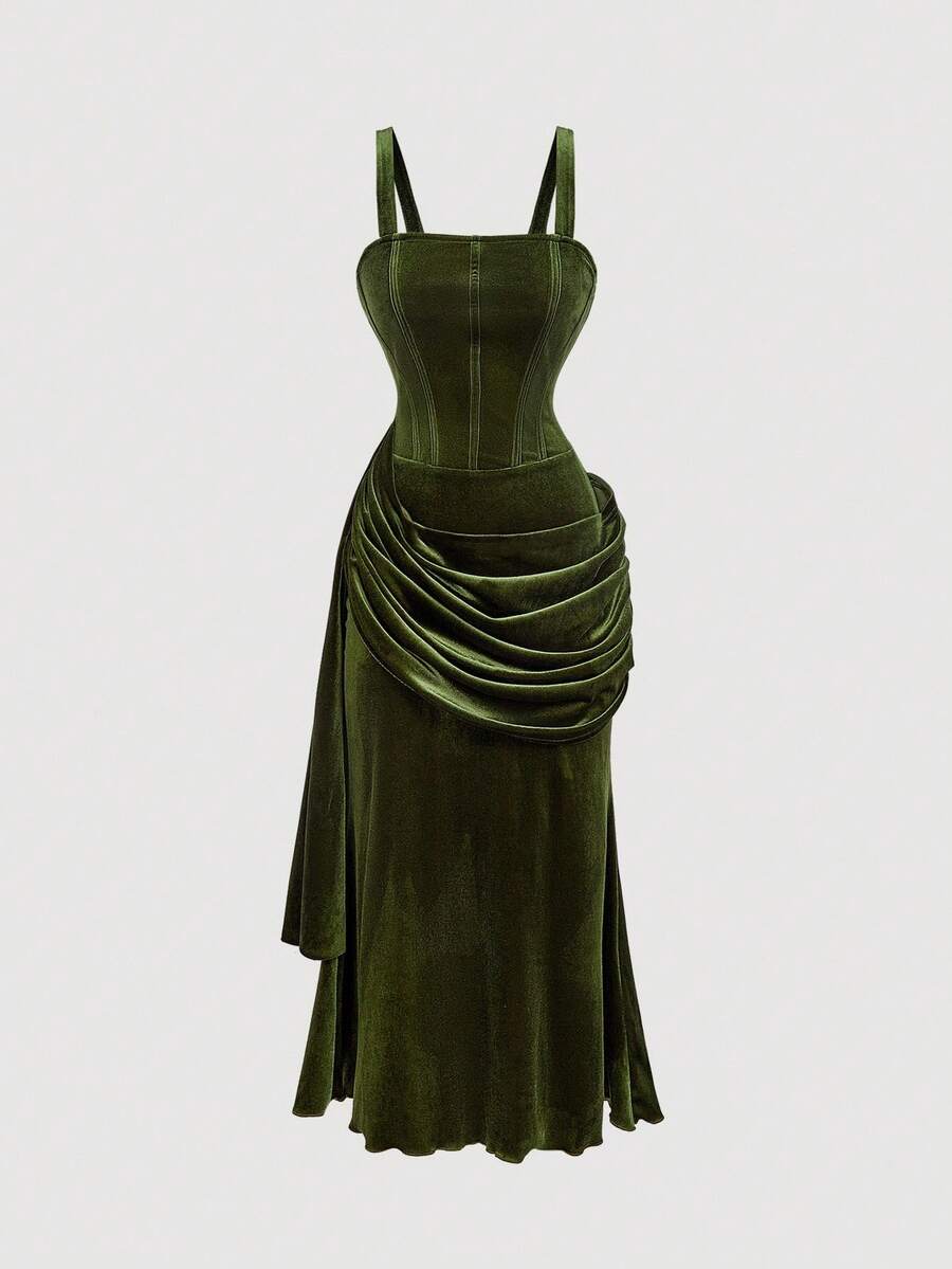 SHEIN MOD فستان مخمل أنيق بطابع فينتاج