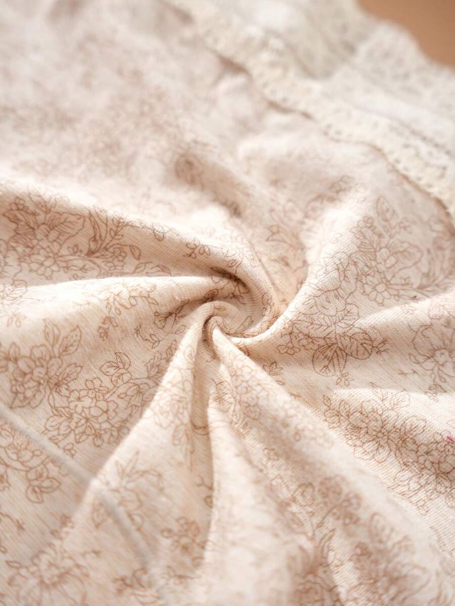 SHEIN طقم 4 سراويل قطنية مريحة بطبعة زهور مزينة بفيونكة