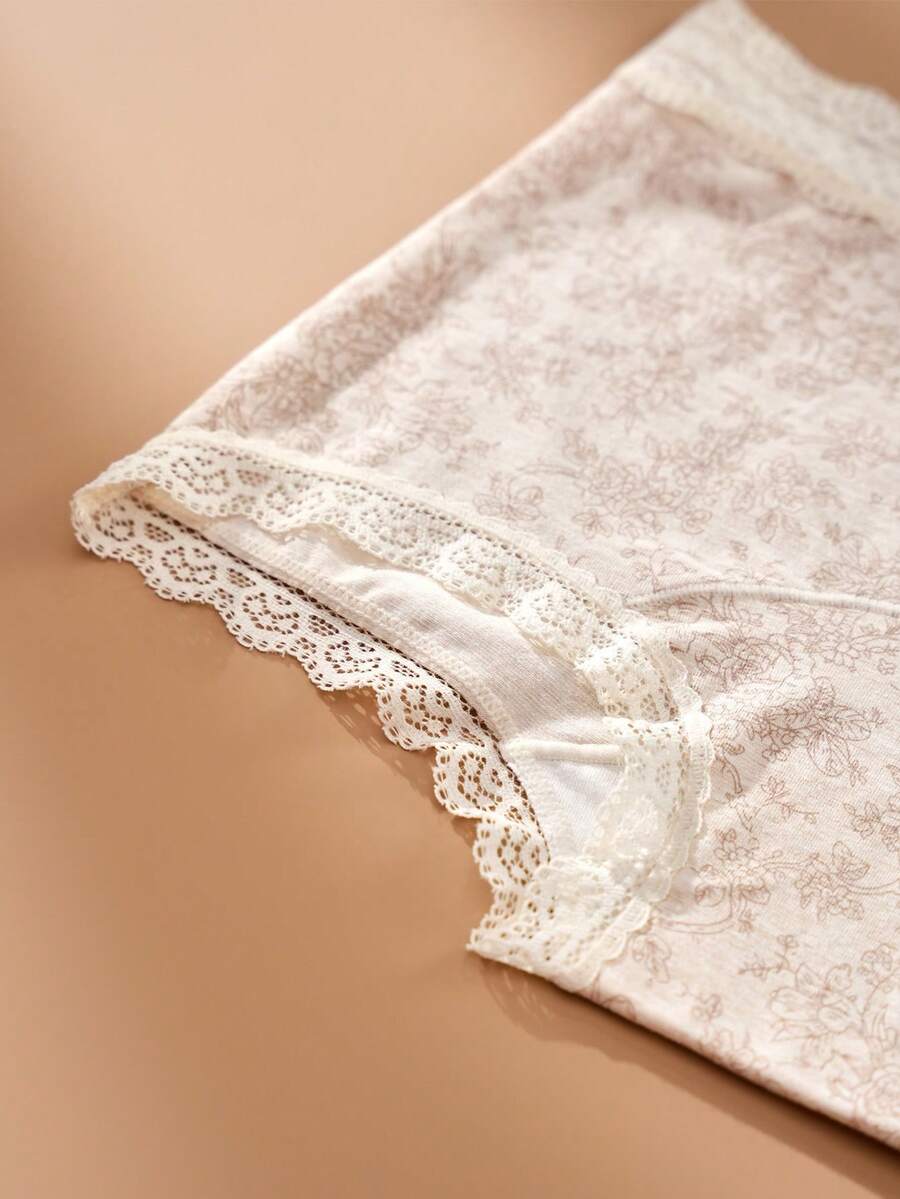 SHEIN طقم 4 سراويل قطنية مريحة بطبعة زهور مزينة بفيونكة