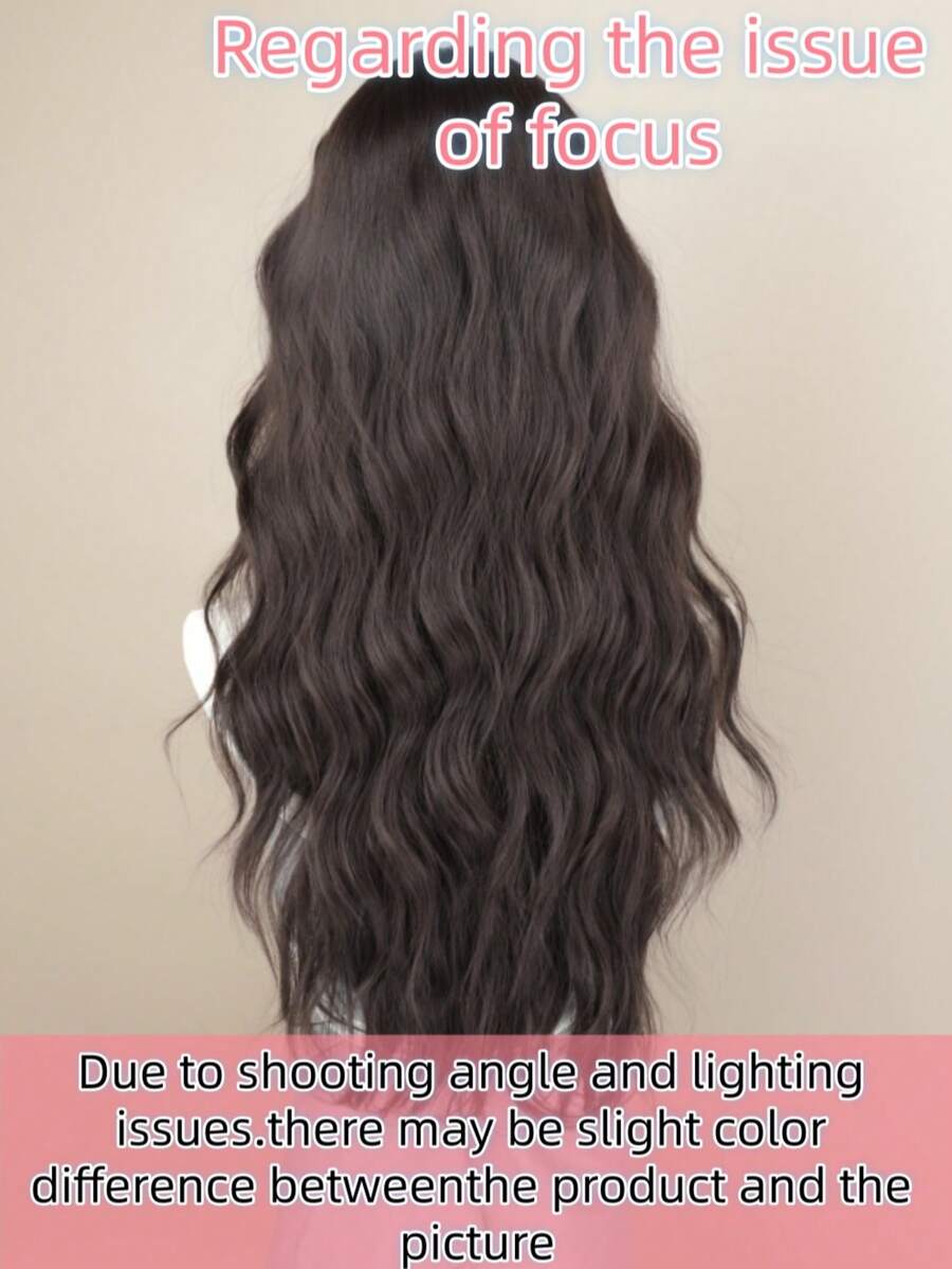 SHEIN طقم باروكة أمامية شعر صناعي 24 بوصة أسود بني