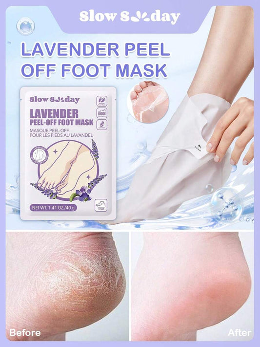SHEIN SlowSunday قناع قدم باللافندر مقشر لإزالة الجلد الميت وترطيب القدمين