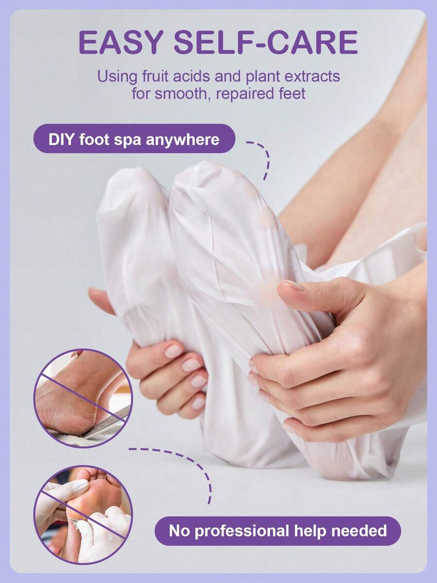 SHEIN SlowSunday قناع قدم باللافندر مقشر لإزالة الجلد الميت وترطيب القدمين