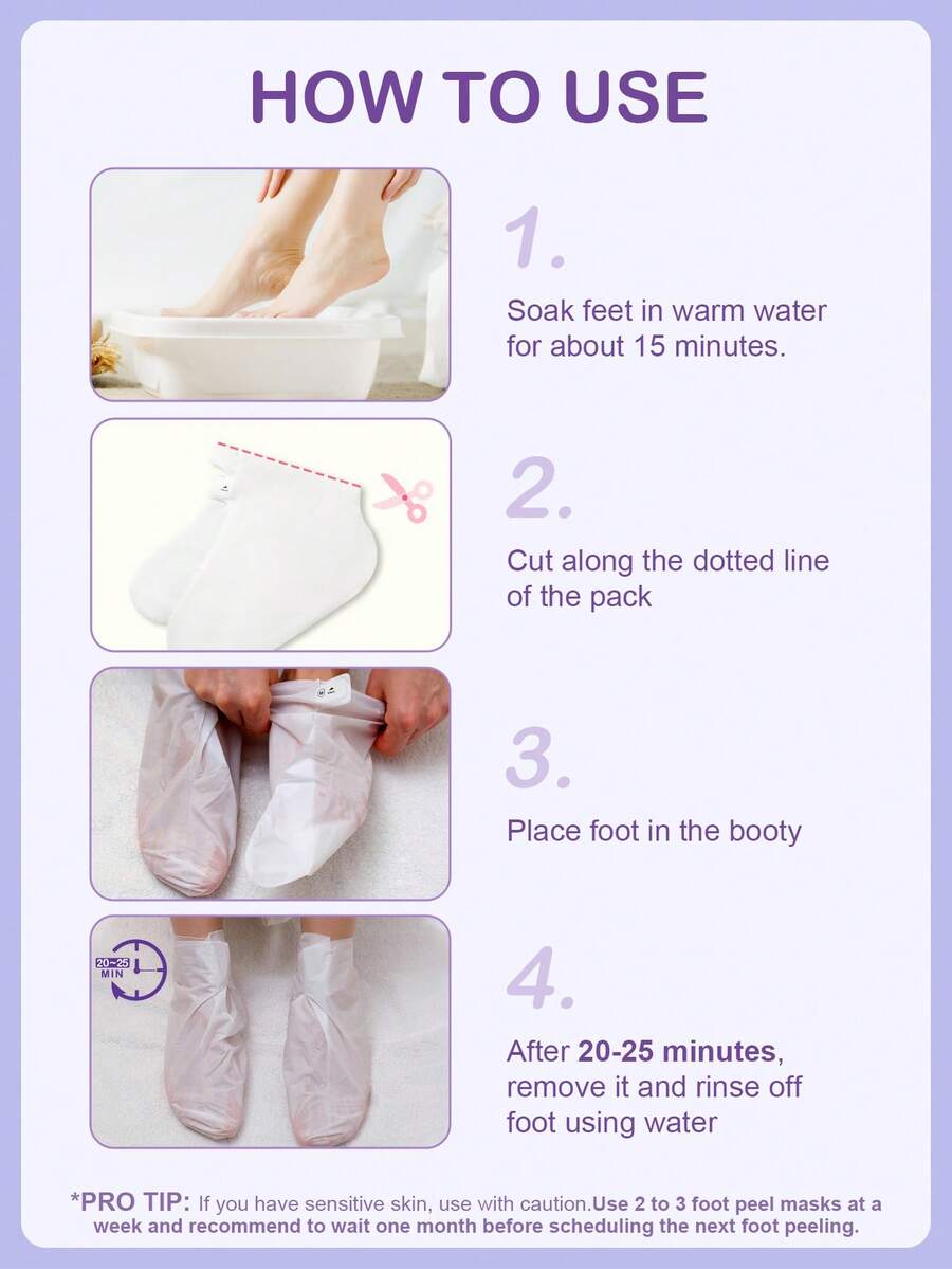 SHEIN SlowSunday قناع قدم باللافندر مقشر لإزالة الجلد الميت وترطيب القدمين