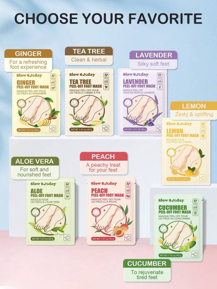 SHEIN SlowSunday قناع قدم باللافندر مقشر لإزالة الجلد الميت وترطيب القدمين