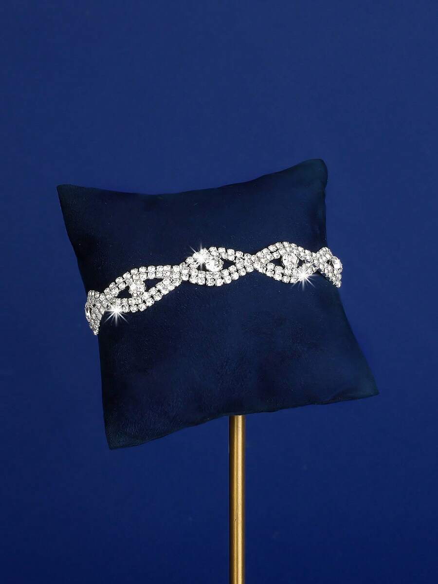 SHEIN مجموعة مجوهرات ابيض 4 قطع كريستال