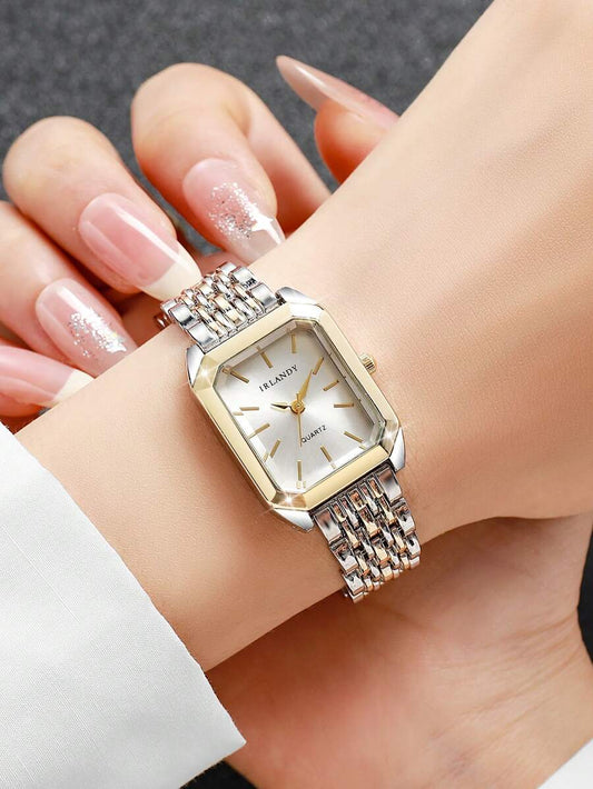 SHEIN ساعة بعقارب كوارتز وسوار من الصلب