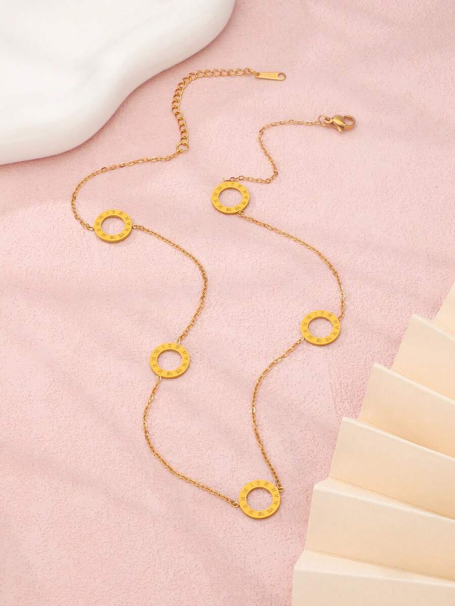 SHEIN طقم مجوهرات كلاسيكي روماني من الفولاذ المقاوم للصدأ