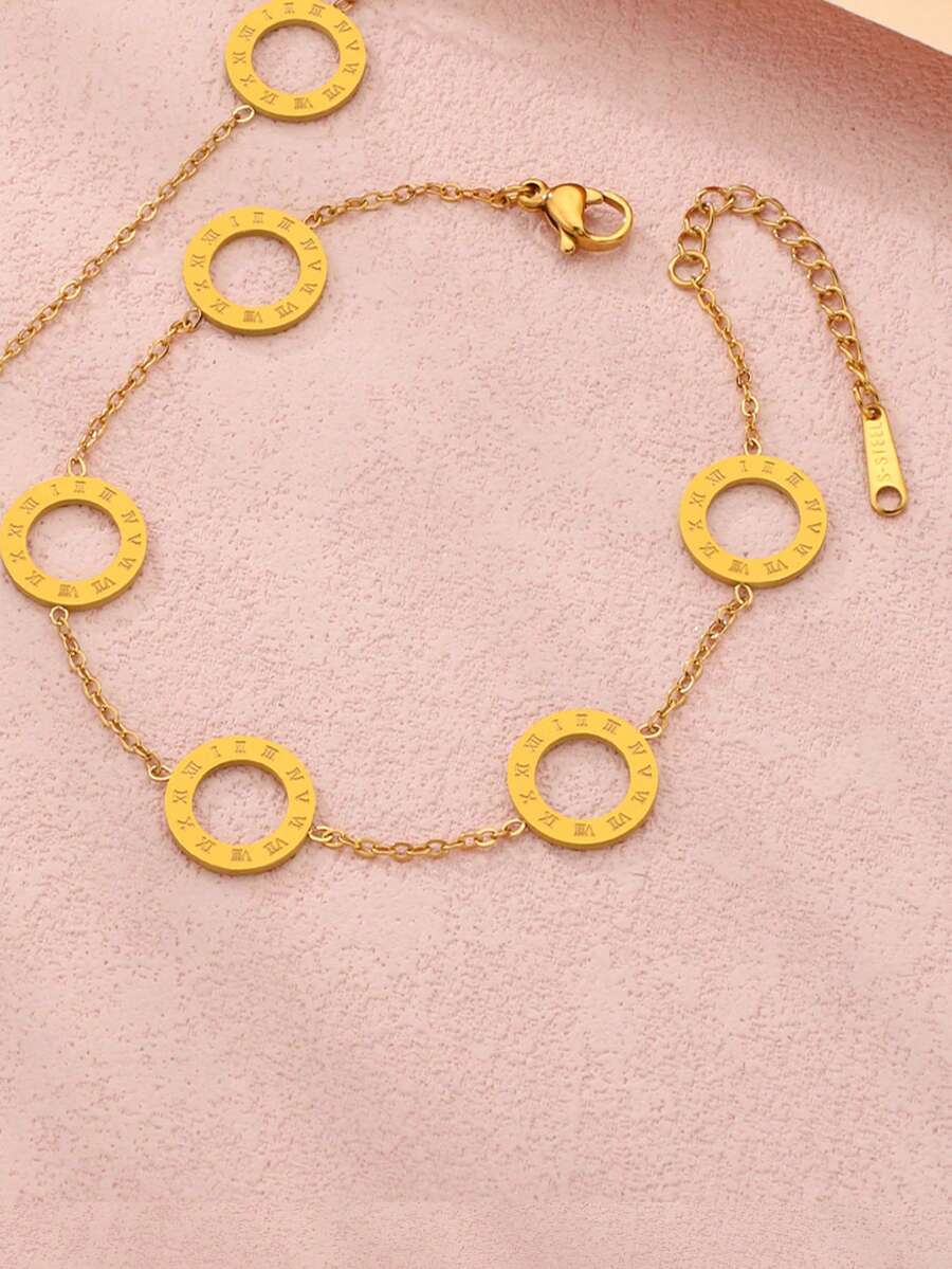 SHEIN طقم مجوهرات كلاسيكي روماني من الفولاذ المقاوم للصدأ