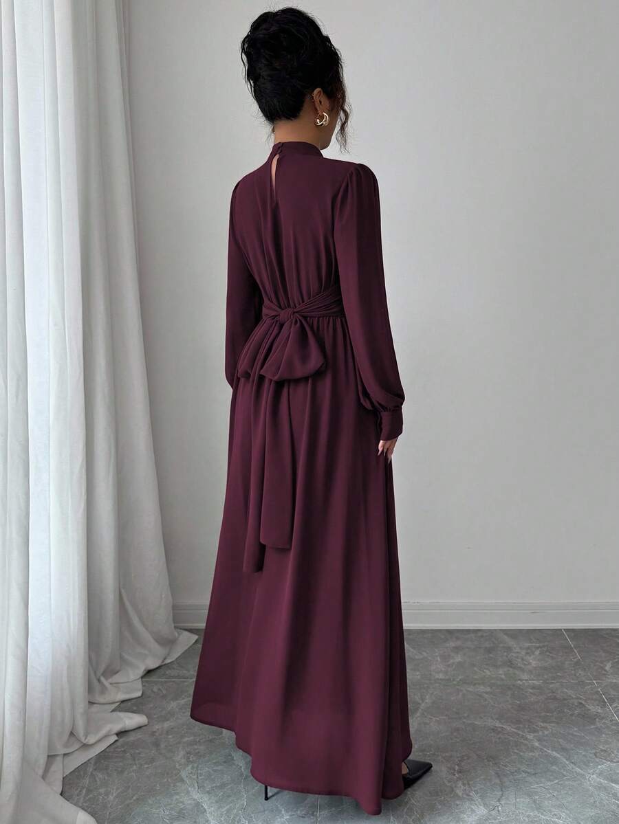 SHEIN Elenzga فستان شيفون بأكمام طويلة وياقة عالية