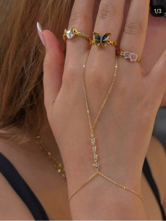 SHEIN سوار إصبع مزين بنجوم من الزركونيا المكعبة