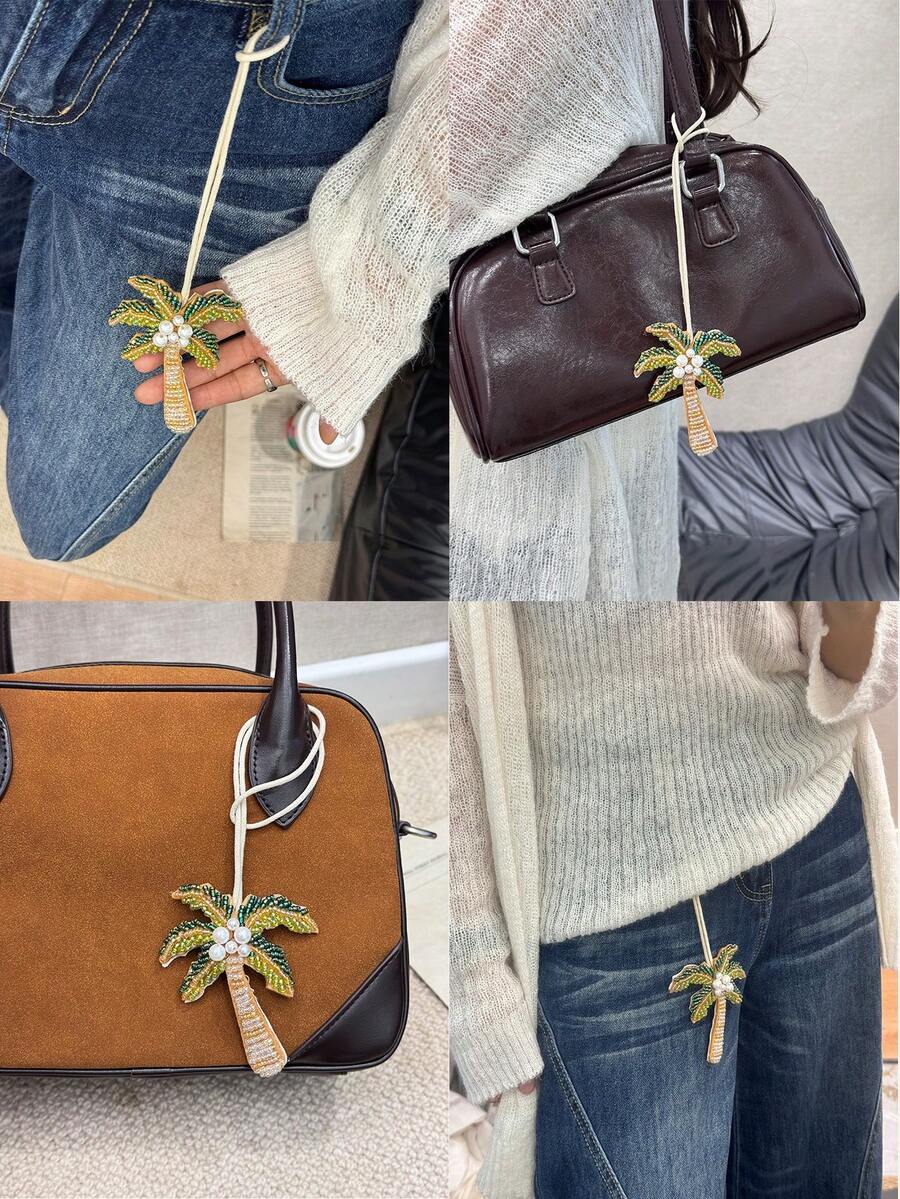 SHEIN HXXOOS شارم حقيبة يدوي بخرز على شكل جوز الهند