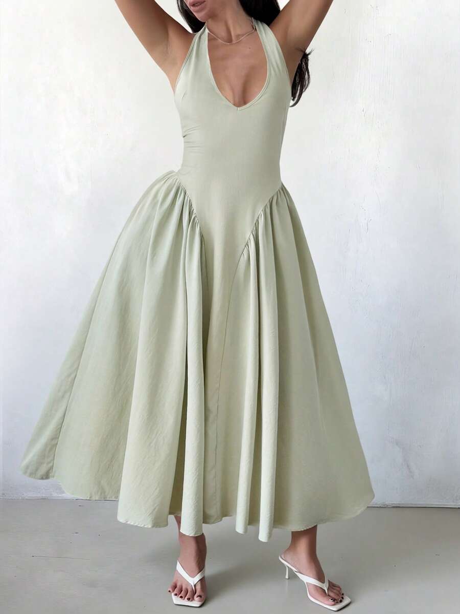 SHEIN UNADOLL فستان كاجوال برقبة هالتر بظهر مفتوح