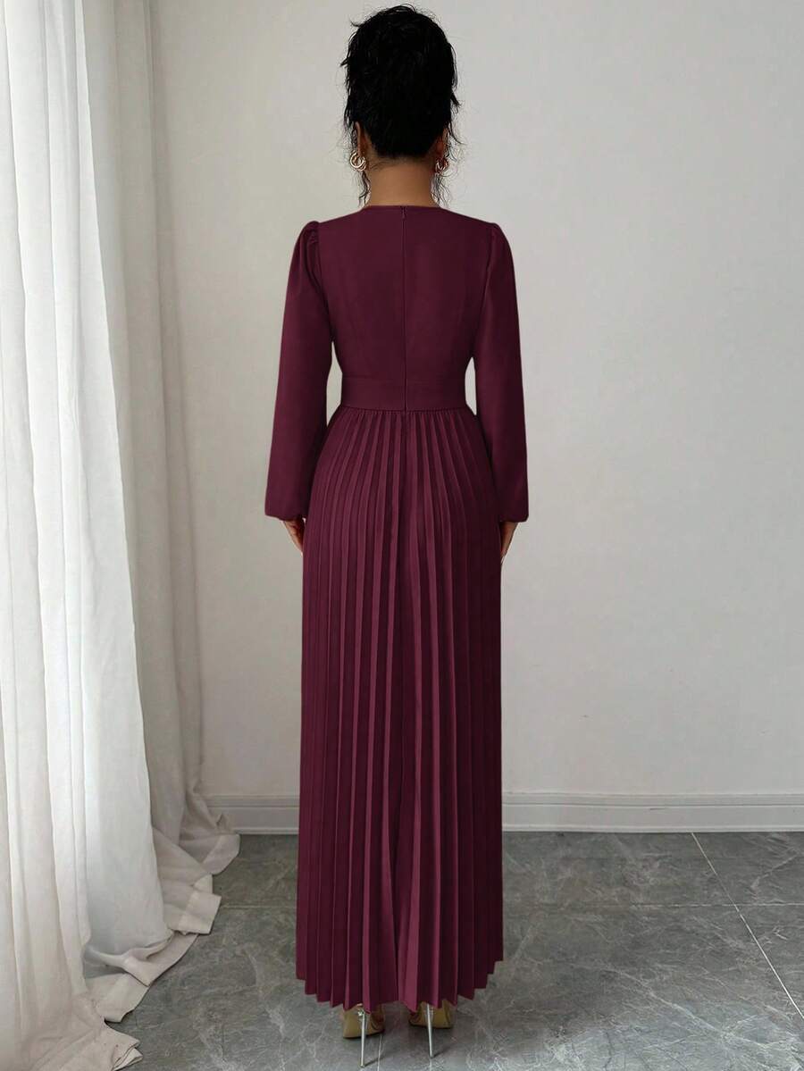 SHEIN Elenzga فستان مطوي أنيق بلون أحمر وردي