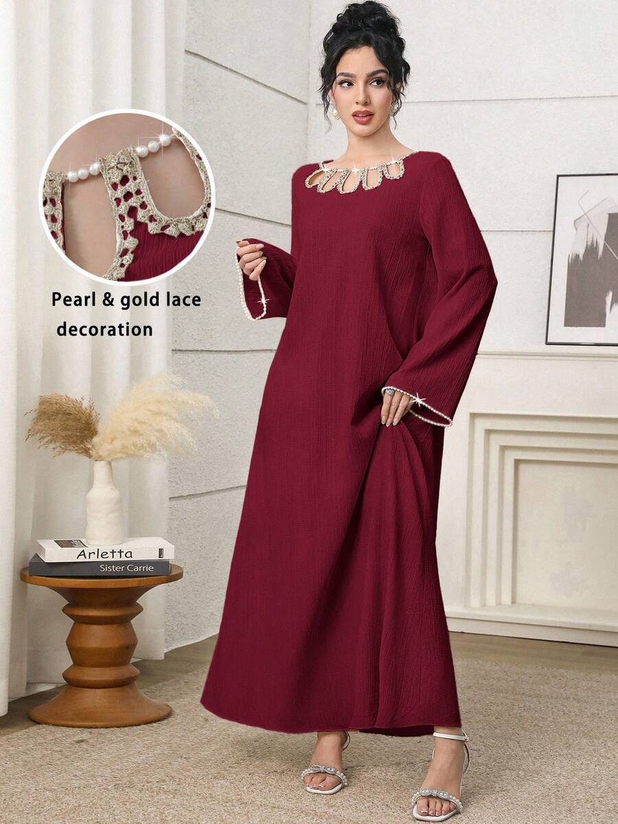 SHEIN Al Najma فستان ماكسي تركي وعباءة عربية تقليدية