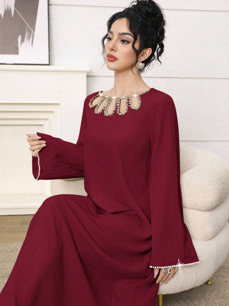 SHEIN Al Najma فستان ماكسي تركي وعباءة عربية تقليدية