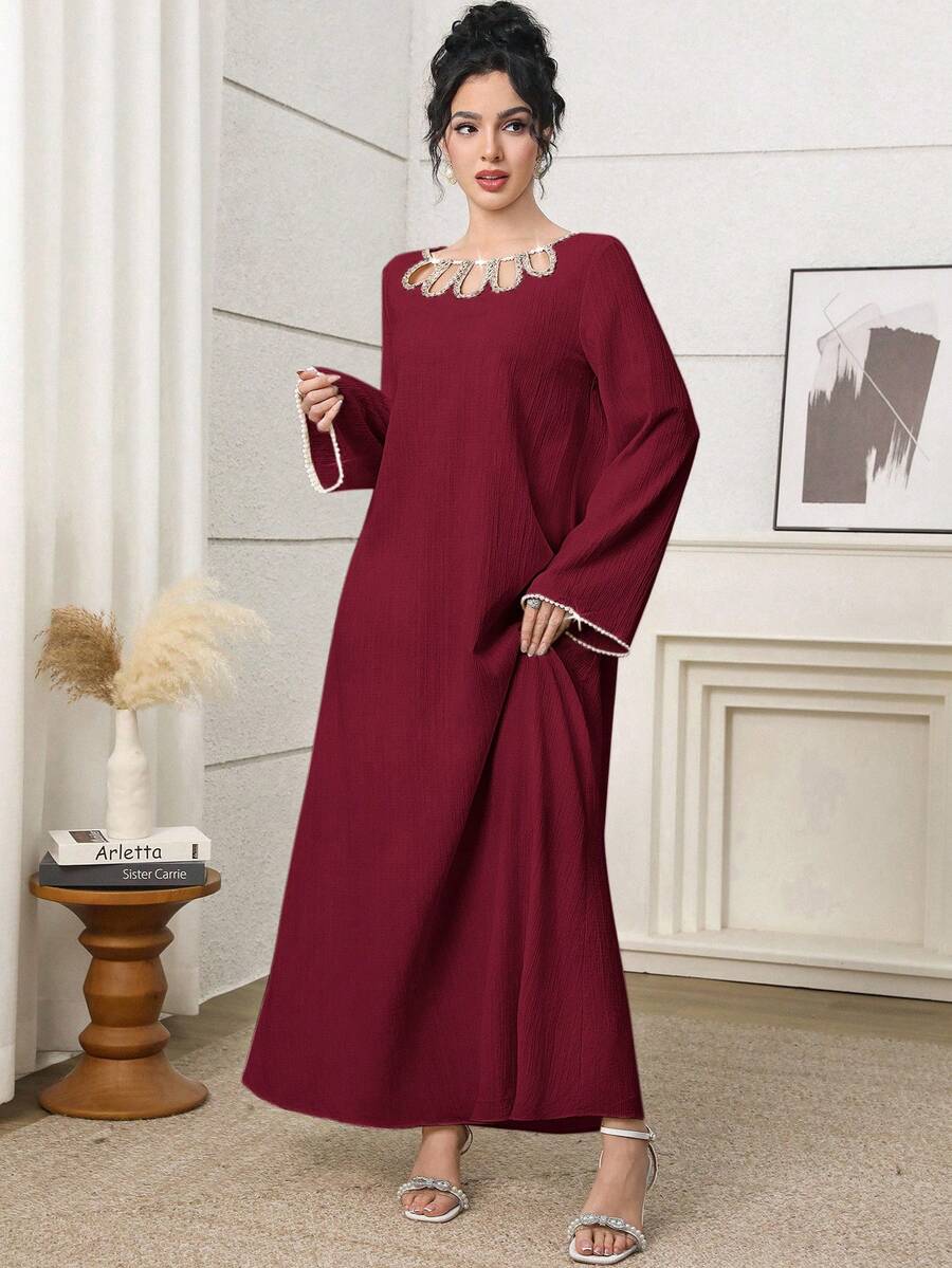SHEIN Al Najma فستان ماكسي تركي وعباءة عربية تقليدية