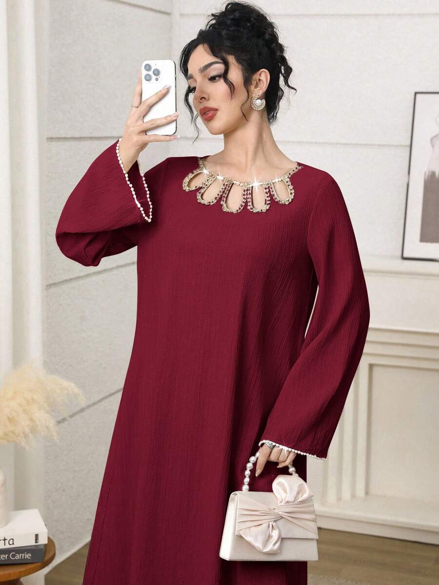 SHEIN Al Najma فستان ماكسي تركي وعباءة عربية تقليدية
