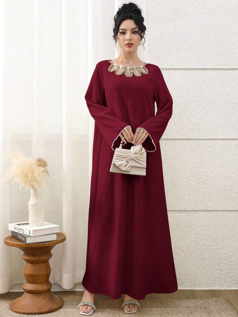 SHEIN Al Najma فستان ماكسي تركي وعباءة عربية تقليدية