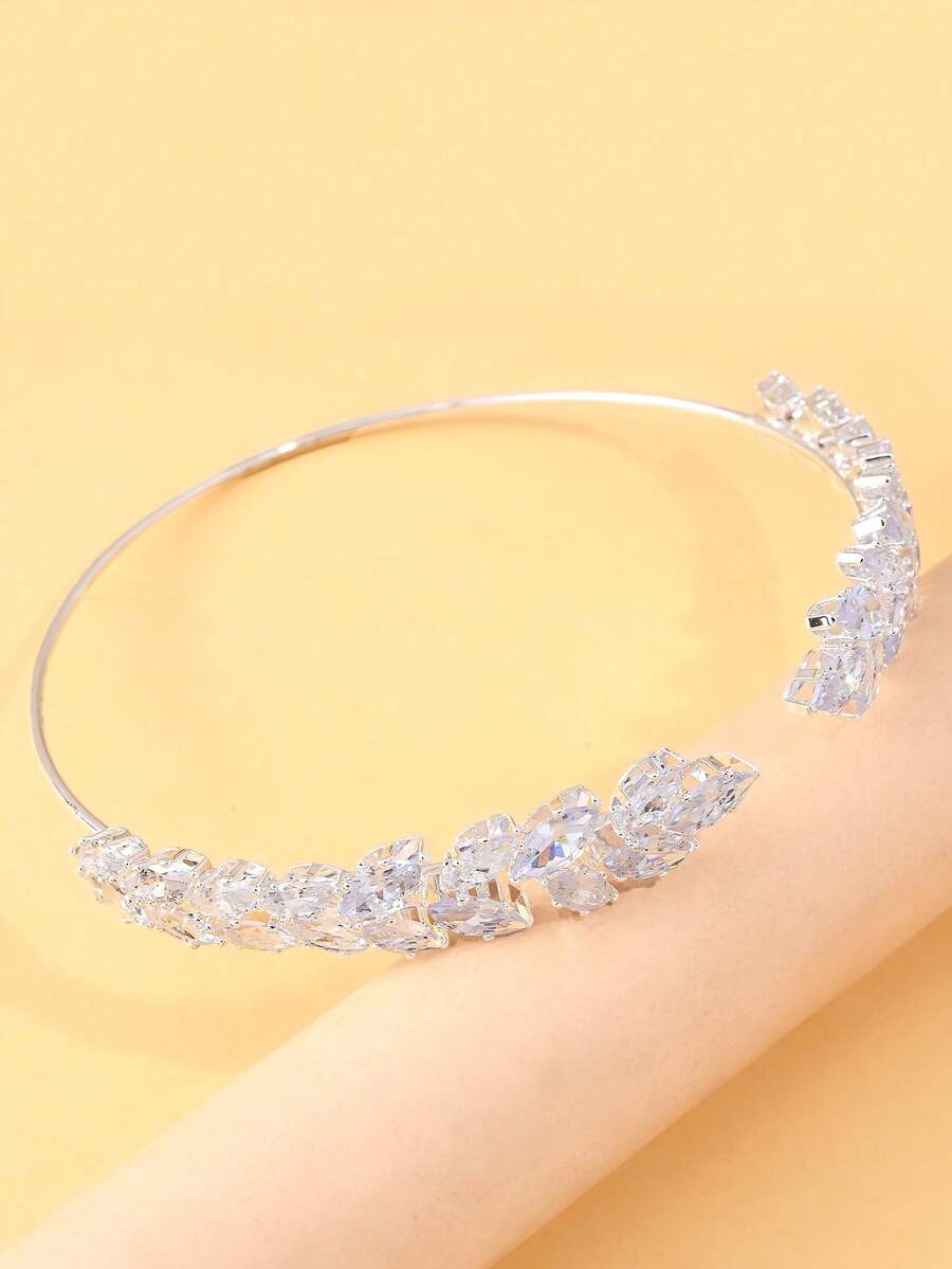 SHEIN أسورة ذراع فضية على شكل ورقة