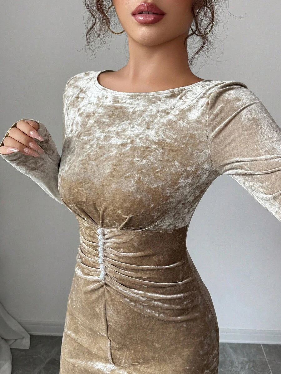 SHEIN Elenzga فستان ميدي من الفيلكت