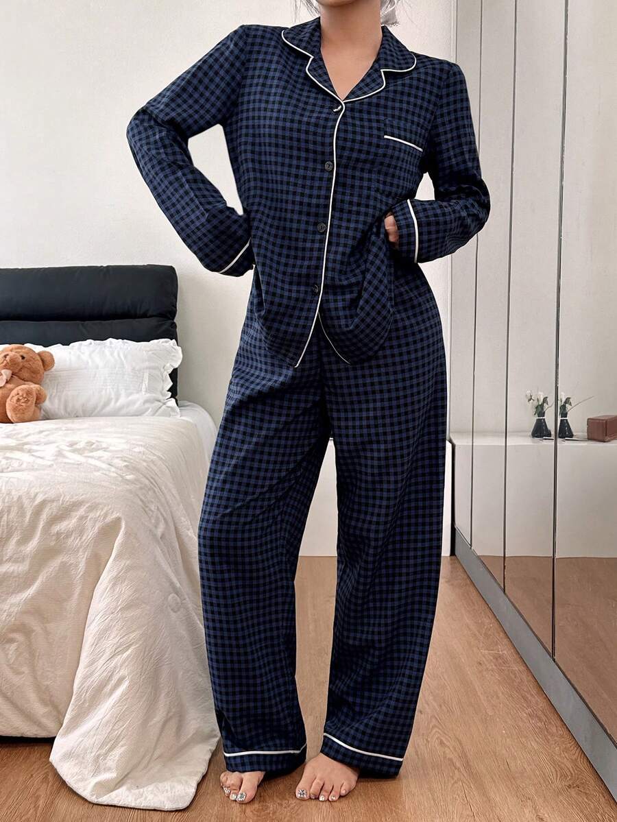 SHEIN Dream Adore طقم بيجامة بلوزة بياقة مربعة وبنطلون