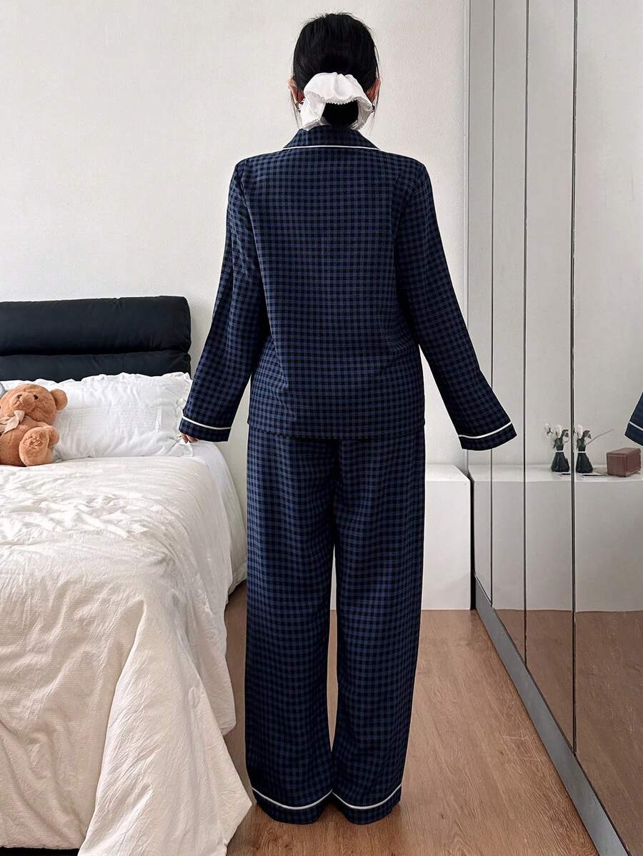 SHEIN Dream Adore طقم بيجامة بلوزة بياقة مربعة وبنطلون
