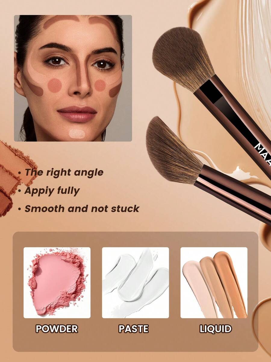 SHEIN MAANGE فرشاة مكياج احترافية للوجه والبودرة والكونسيلر تحديد ظل عيون وأنف