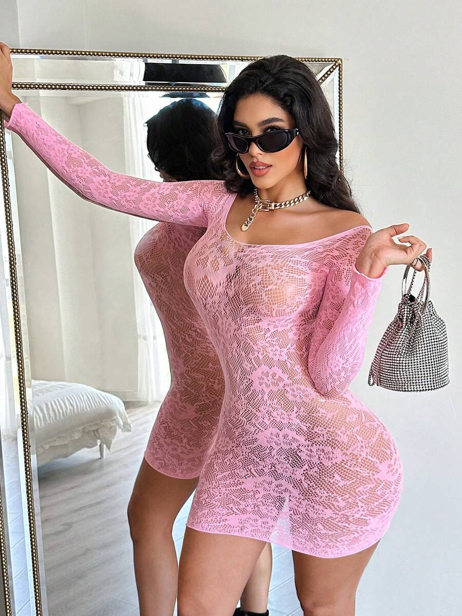 SHEIN ChaseTheNight تنورة شبكية شفافة قطعة واحدة