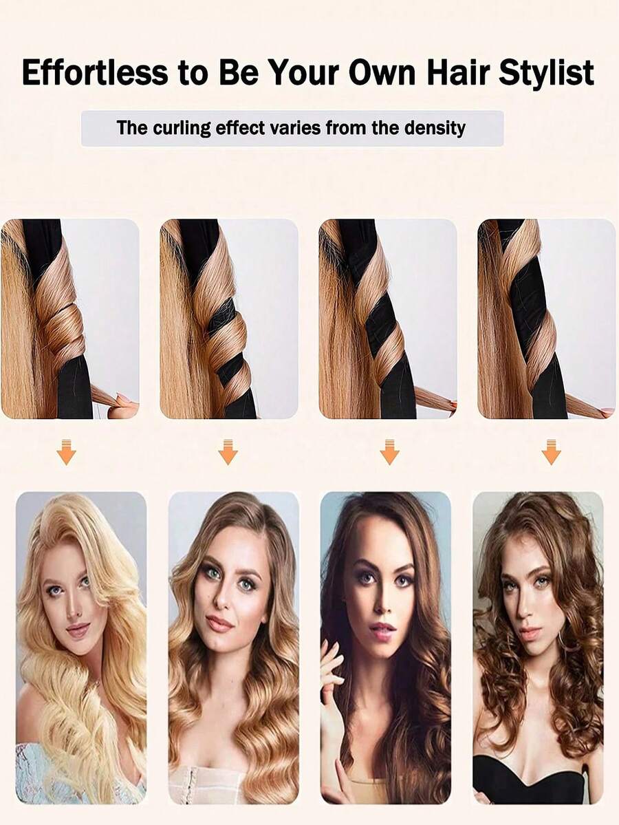 SHEIN مجموعة تجعيد شعر بدون حرارة 5 قطع مع قبعة ساتان للنوم ومشابك وربطات