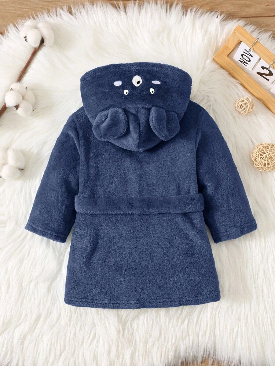 SHEIN رداء استحمام فلانيلي للأطفال بطبعة حيوانات وكابور