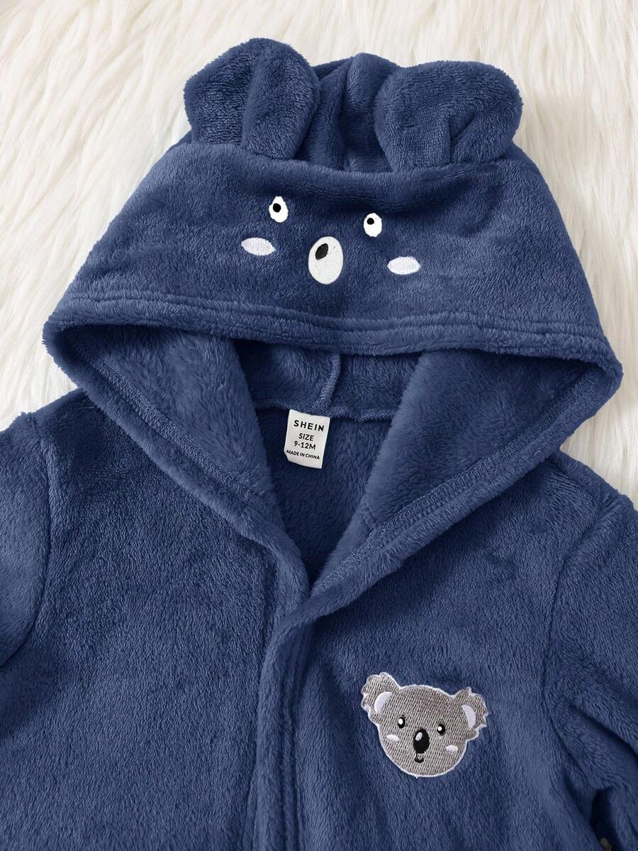 SHEIN رداء استحمام فلانيلي للأطفال بطبعة حيوانات وكابور