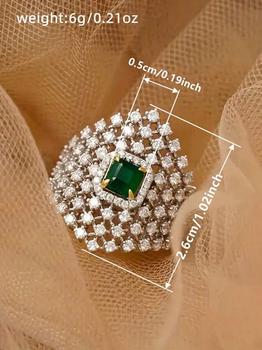 SHEIN خاتم فضي مرصع بالزركونيا المكعبة