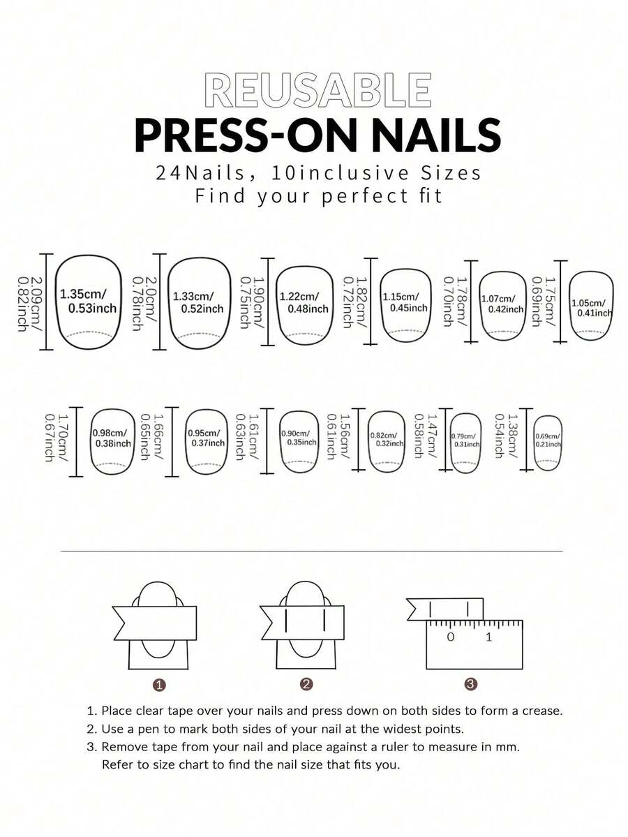 SHEIN أظافر 24 قطعة لاصقة بتصميم لؤلؤ مع جل ومبرد