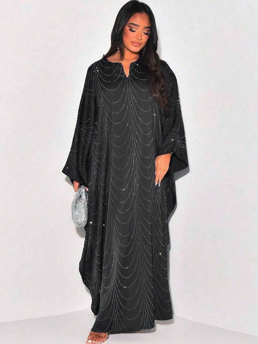 SHEIN عباية كارديجان فضفاضة مزينة بالراين