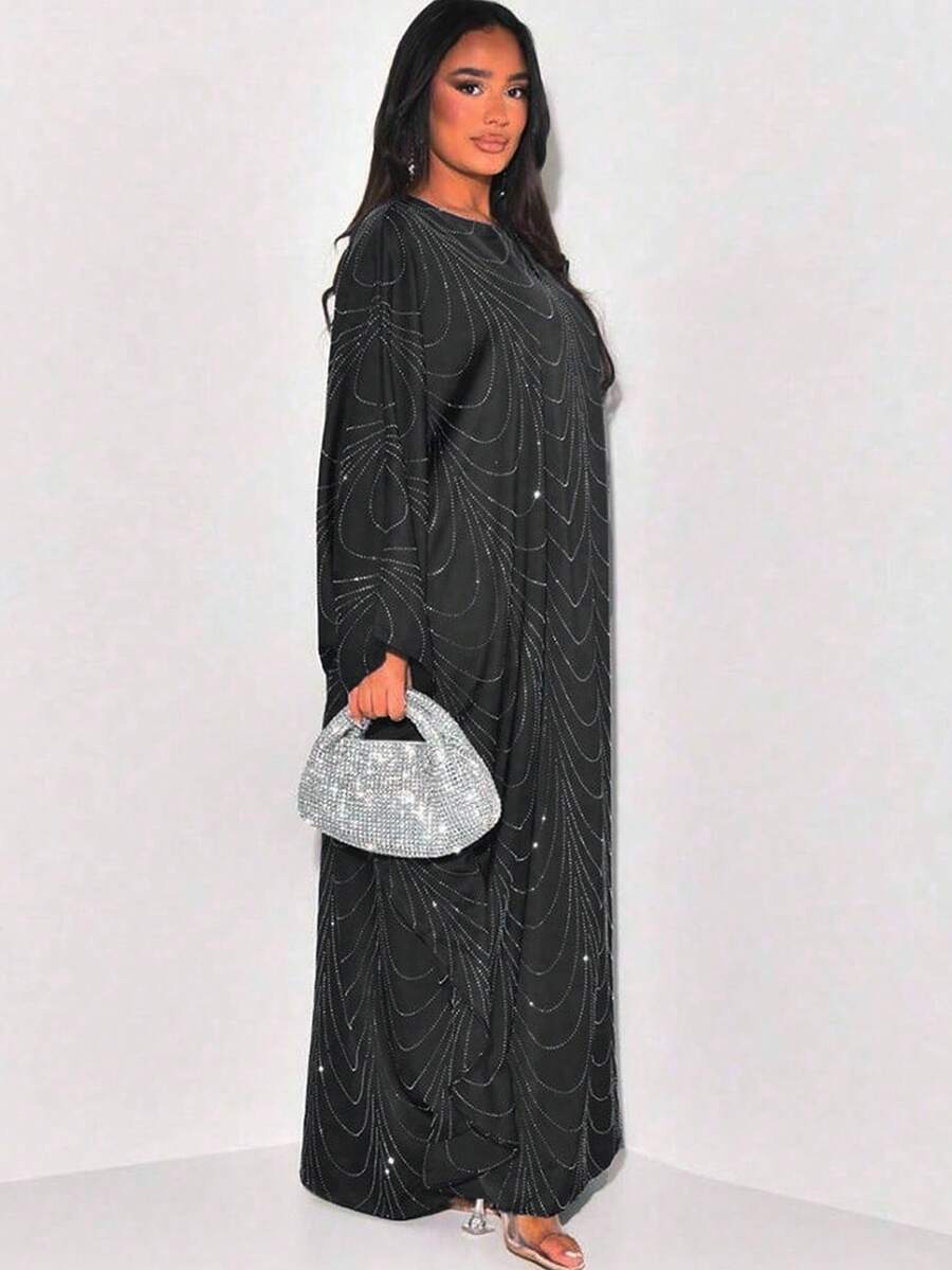 SHEIN عباية كارديجان فضفاضة مزينة بالراين