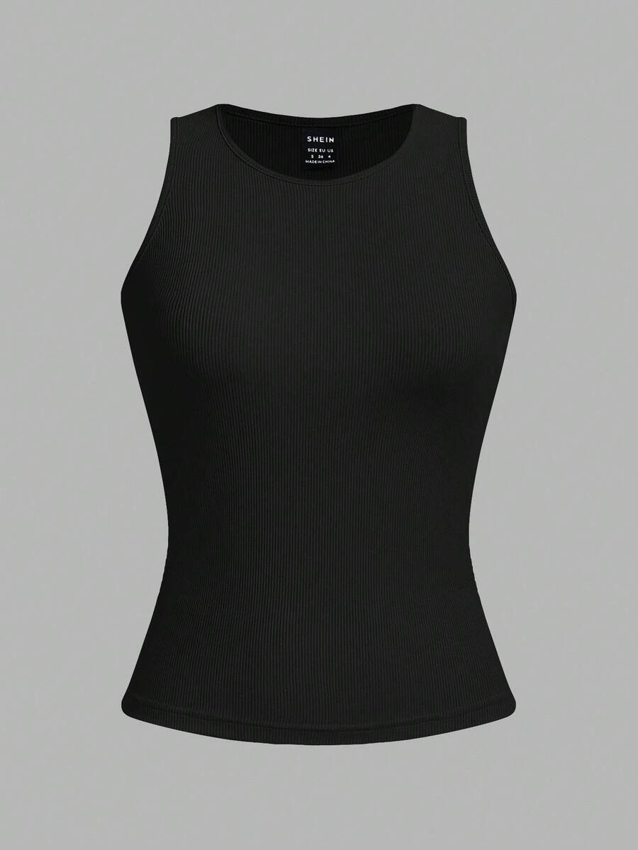 SHEIN EZwear طقم 4 قطع توبات نسائية محززة ضيقة