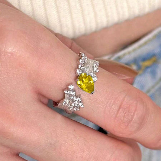 SHEIN خاتم نحاسي قابل للتعديل بزركونيا قطرة ماء