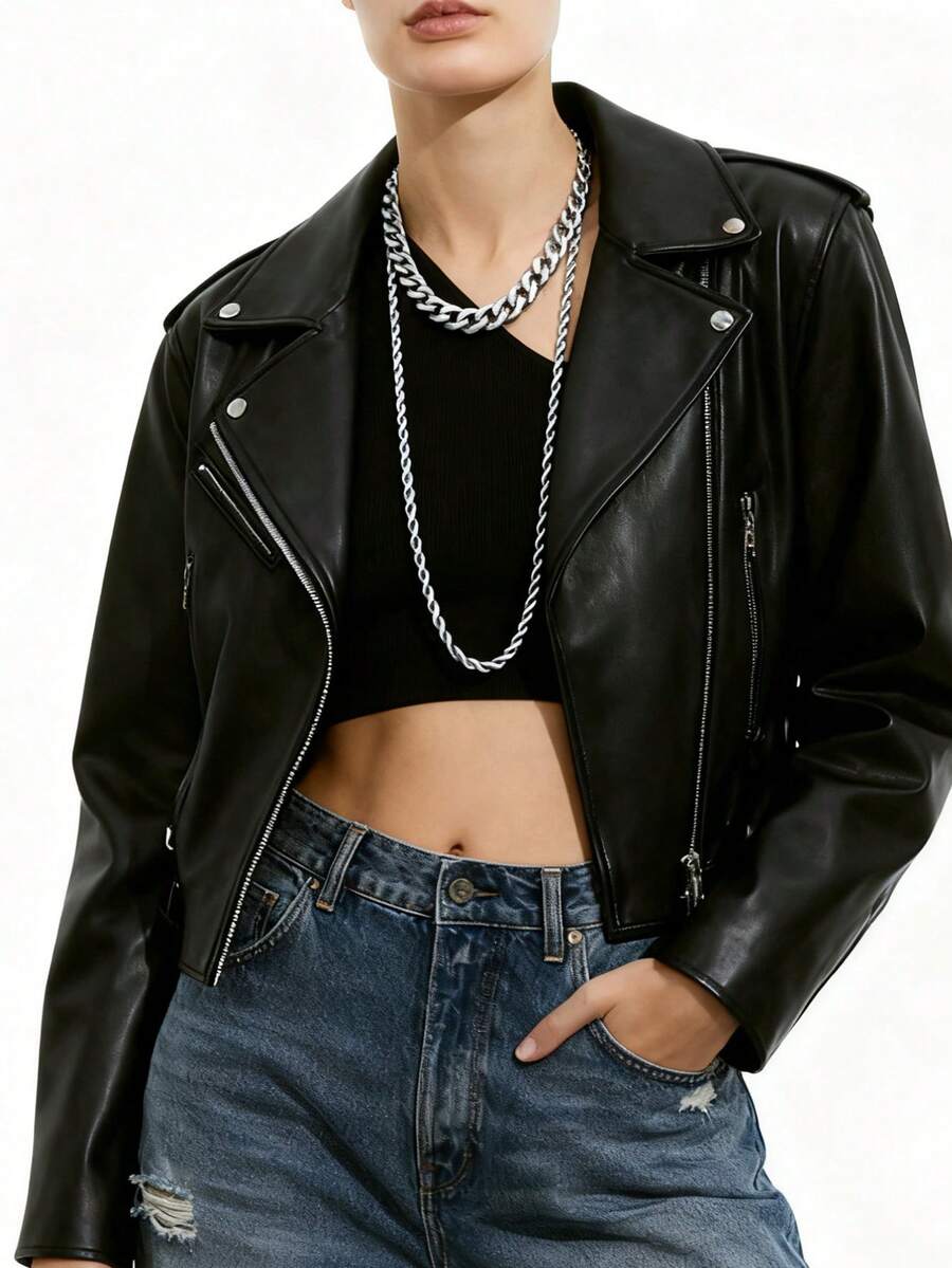 SHEIN قلادة سلسلة ستانلس ستيل بسيطة مقاومة للبهتان