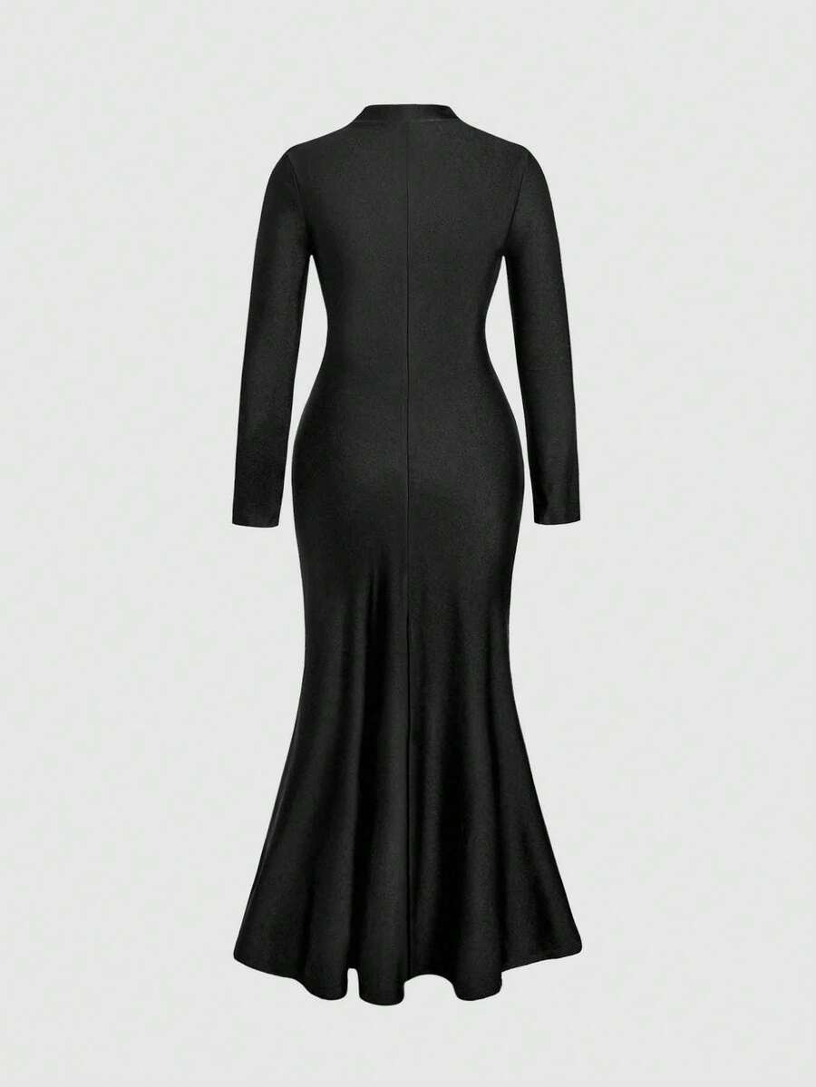 SHEIN MOD فستان أسود بتصميم ذيل السمكة