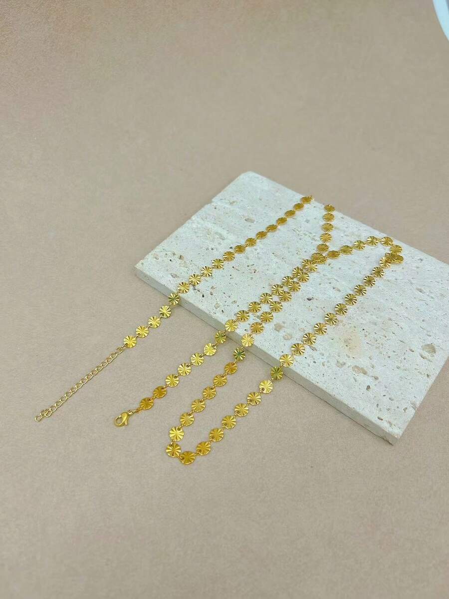 SHEIN قلادة ستانلس ستيل مطلية ذهب عيار 18 قيراط