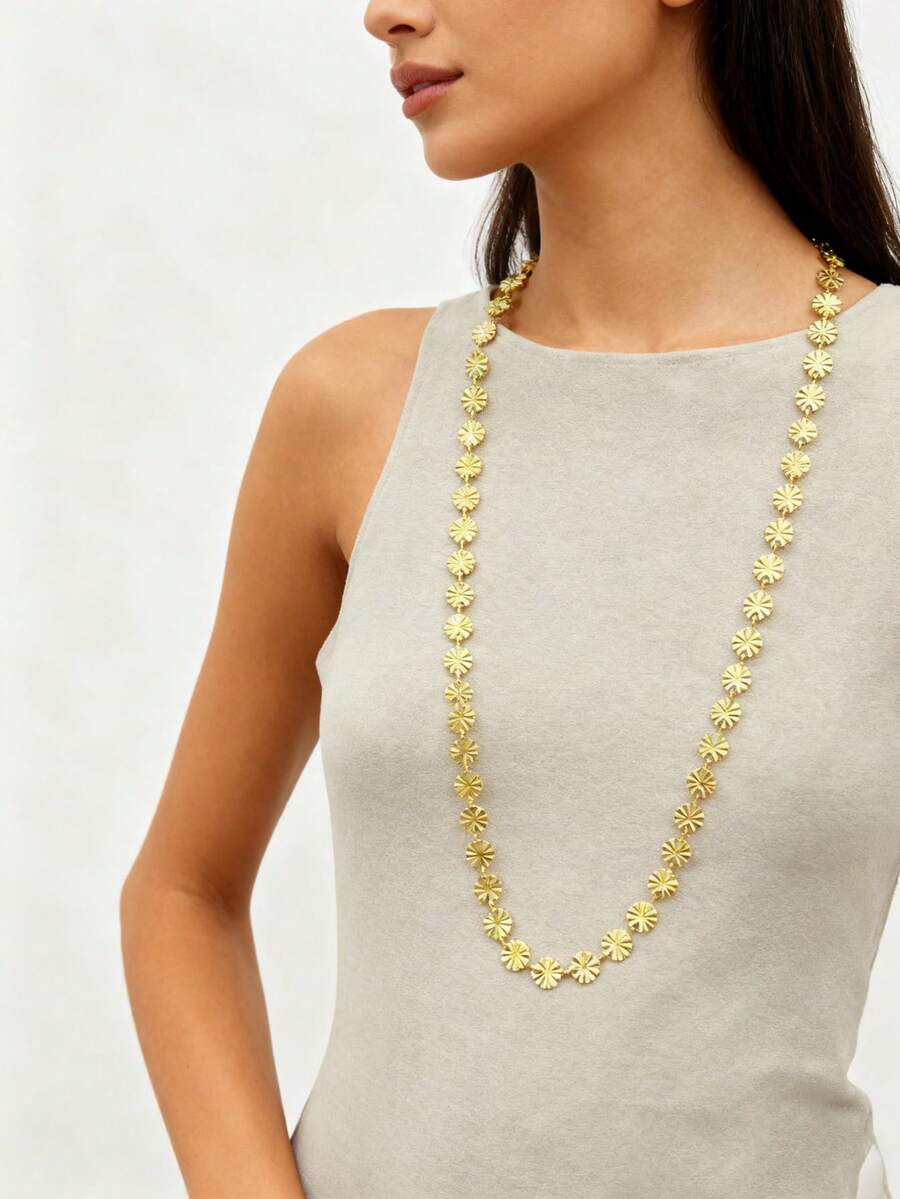 SHEIN قلادة ستانلس ستيل مطلية ذهب عيار 18 قيراط