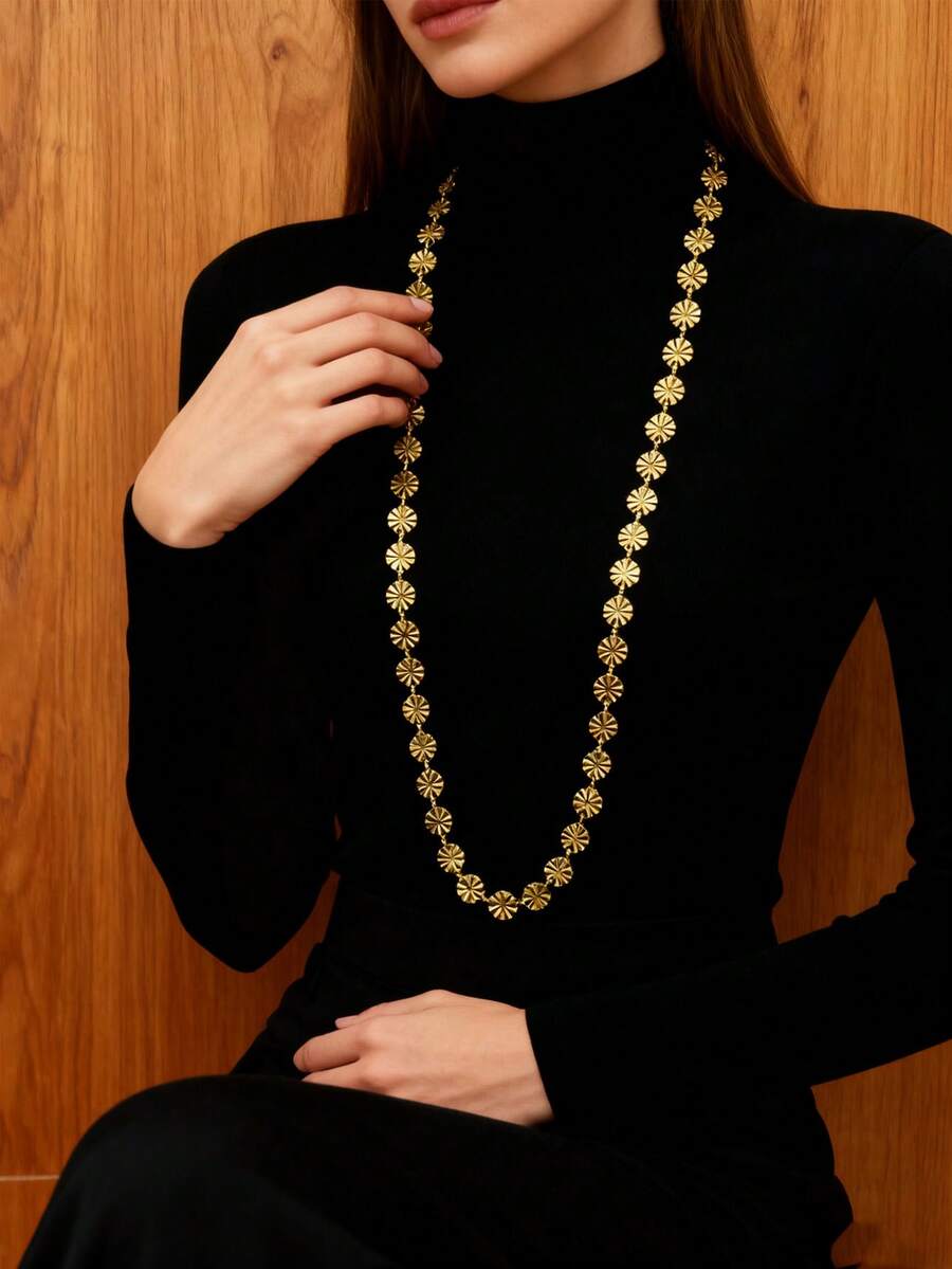 SHEIN قلادة ستانلس ستيل مطلية ذهب عيار 18 قيراط