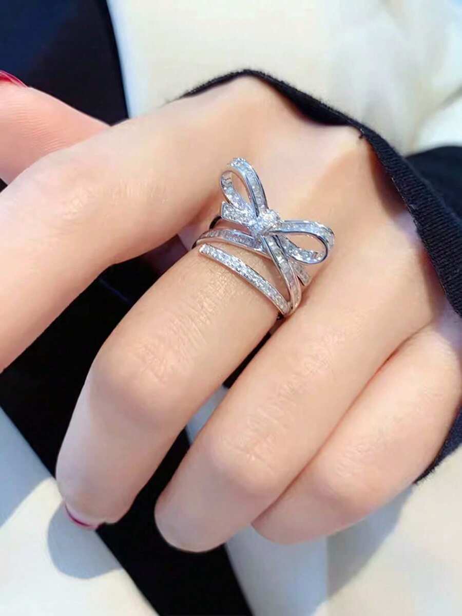 SHEIN خاتم زركونيا فاخر للنساء