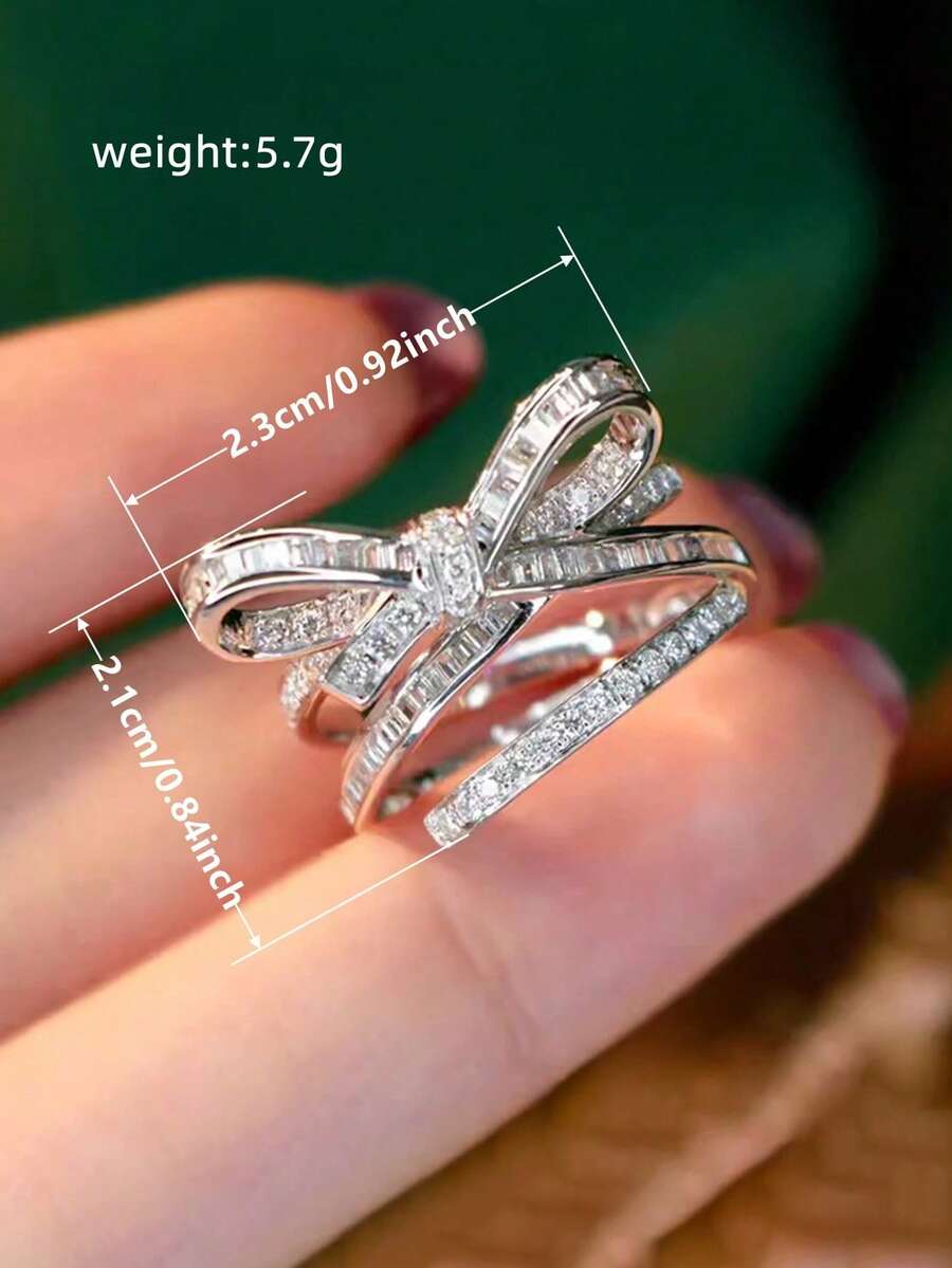 SHEIN خاتم زركونيا فاخر للنساء