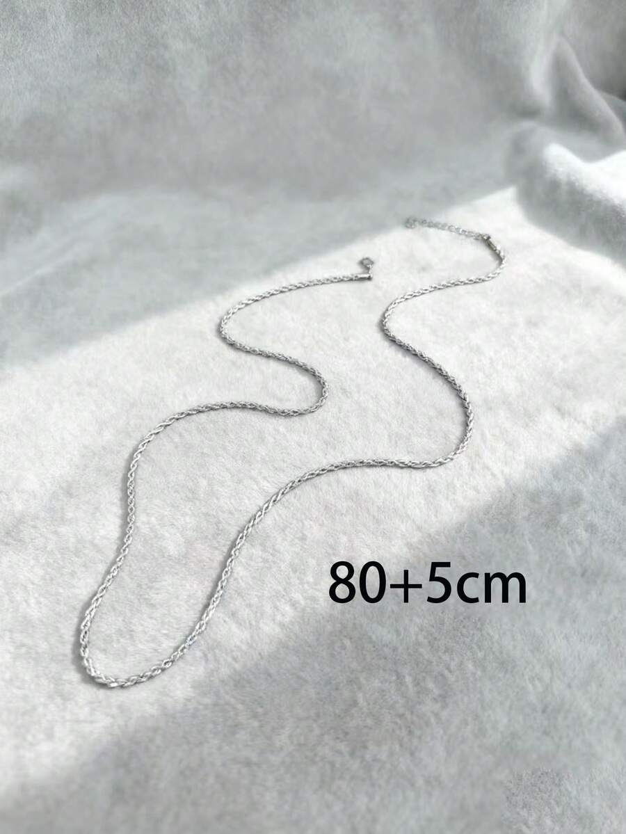 SHEIN قلادة سلسلة ستانلس ستيل بسيطة مقاومة للبهتان