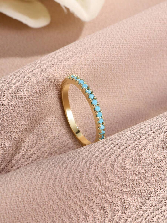 SHEIN خاتم حلقي مطلي ذهب بلون فيروزي