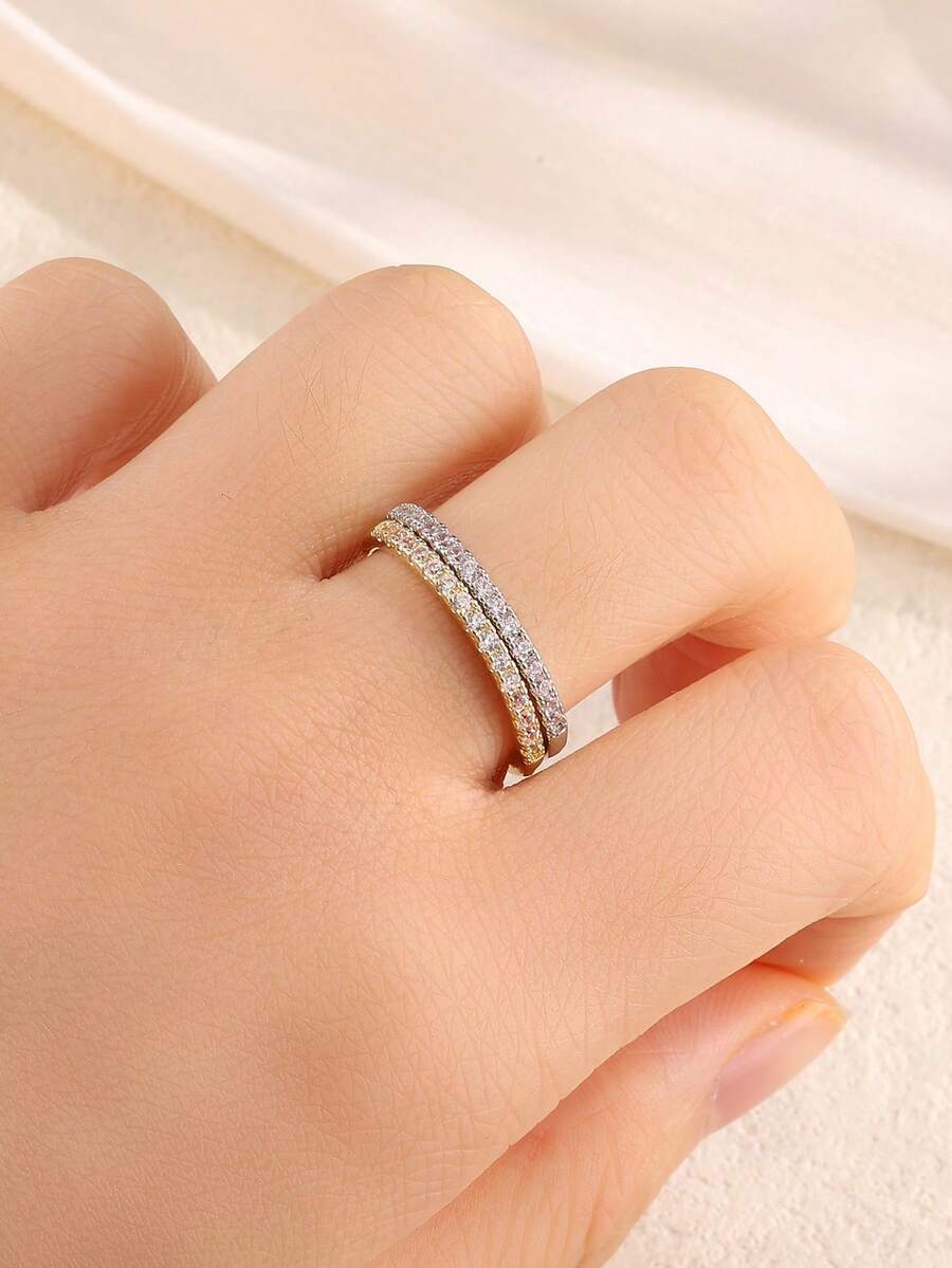 SHEIN خاتم حلقي مطلي ذهب بلون فيروزي