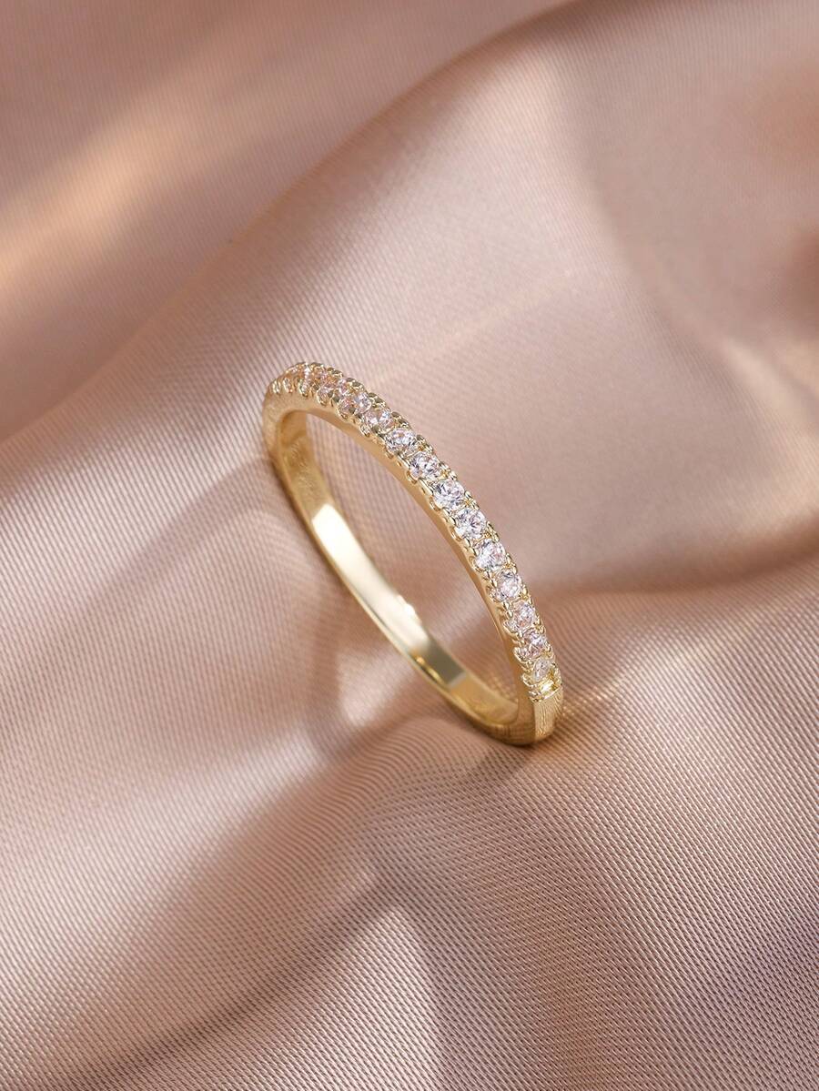 SHEIN خاتم حلقي مطلي ذهب بلون فيروزي