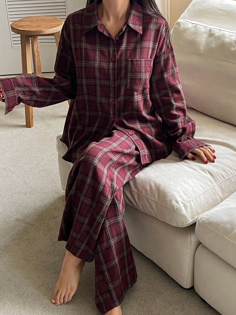 SHEIN DAZY بيجامة نسائية مربعة فضفاضة
