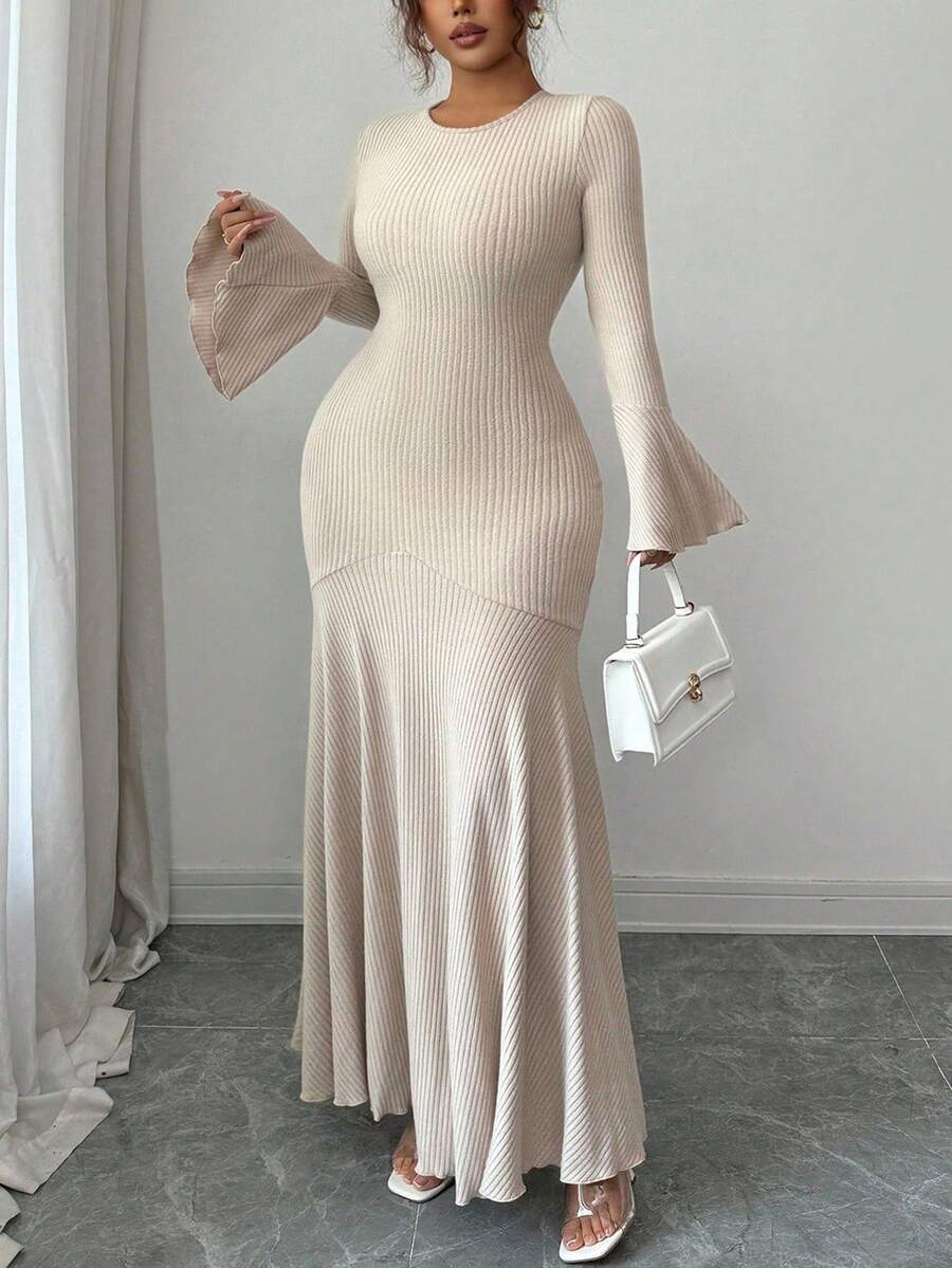 SHEIN Elenzga فستان طويل بأكمام واسعة للمقاسات الكبيرة